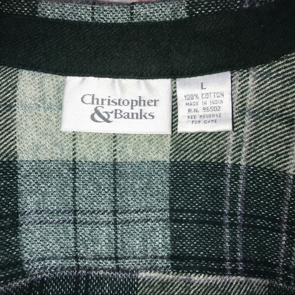 Christopher And Banks Green Flannel Size Large - Picture 5 of 5
